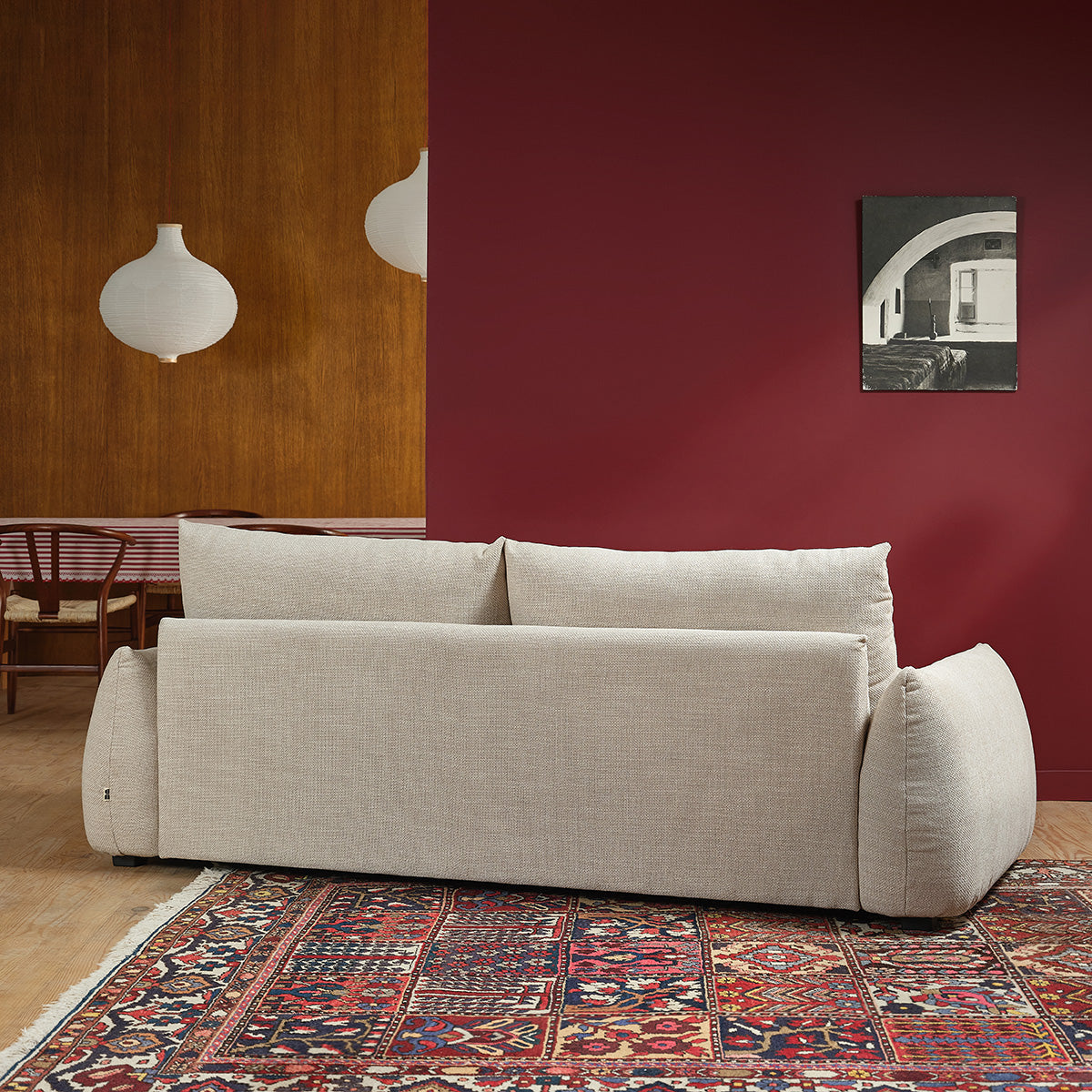 Berah Getah JACQUES canapé 3 places tissu beige chiné