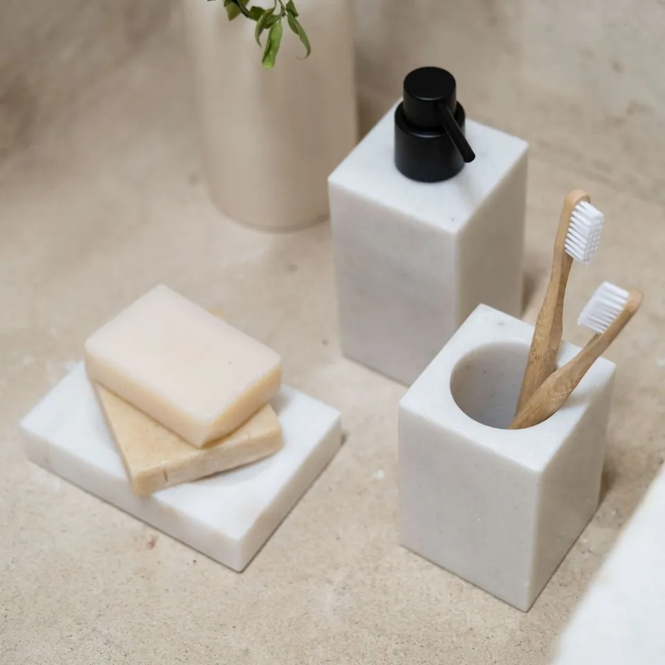 Andrea House Baño distributeur savon marbre blanc