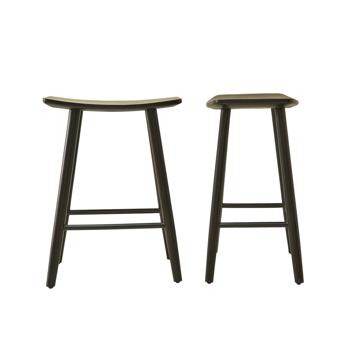 Berah Getah Ambre lot 2 tabourets bar teck noir 65 cm