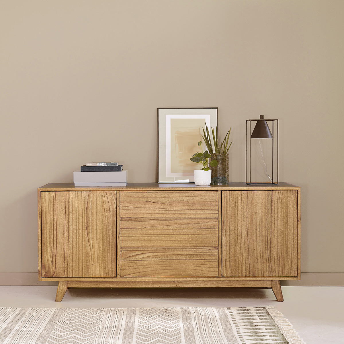 Berah Getah Fifties commode bois 160 cm naturelle