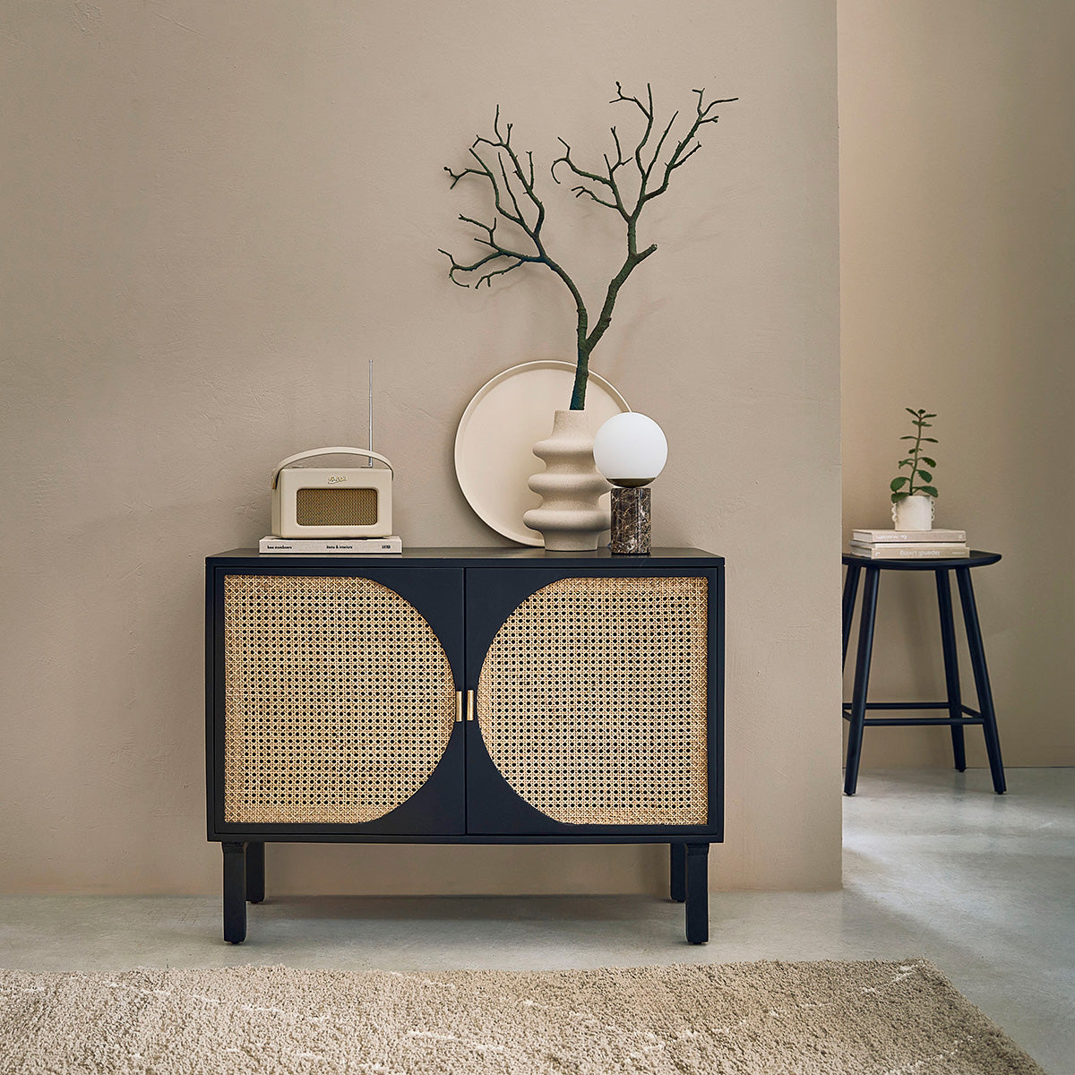 Berah Getah Zulma buffet manguier cannage noir 100 cm