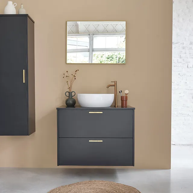 Berah Getah Luna meuble vasque acacia 80 cm noir
