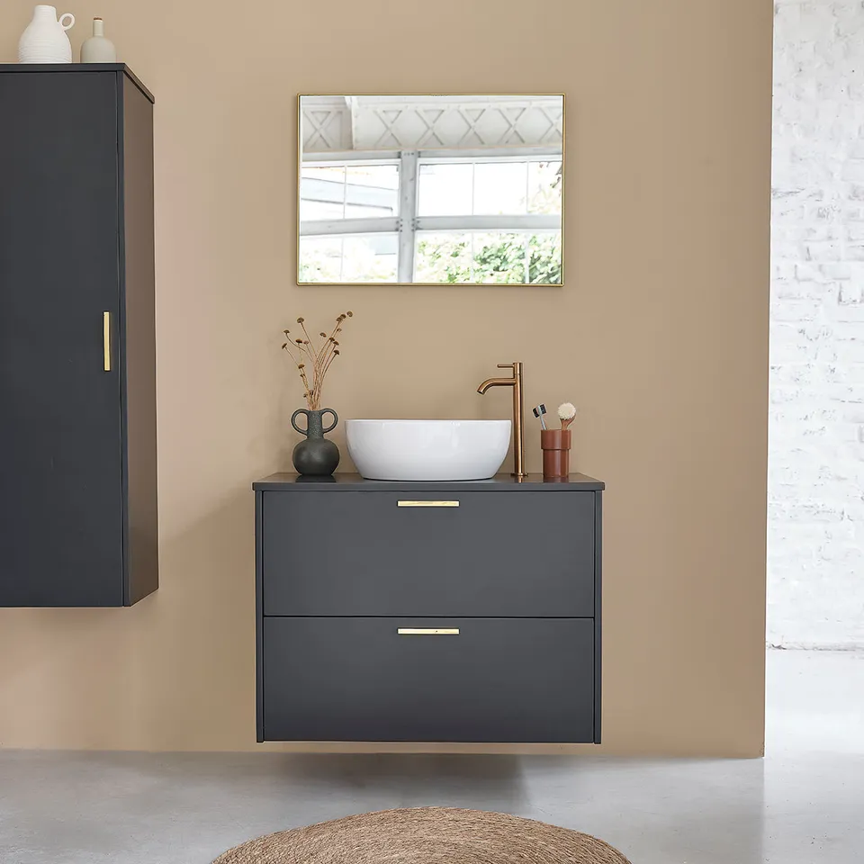 Berah Getah Luna meuble vasque acacia 80 cm noir