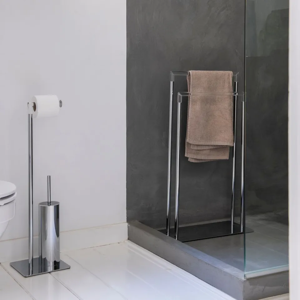 Andrea House Baño porte-rouleau métal argenté avec brosse